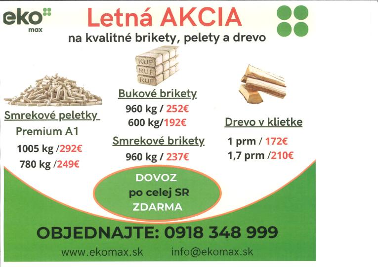 plagát letná akcia na kvalitné brikety,pelety a drevo