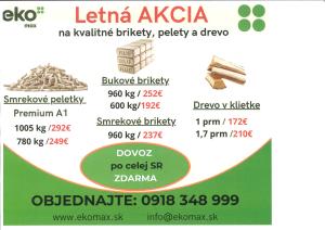 plagát letná akcia na kvalitné brikety,pelety a drevo