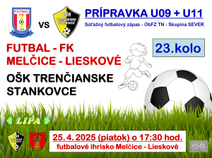 pozvánka na zápas OŠK prípravka U9 U11